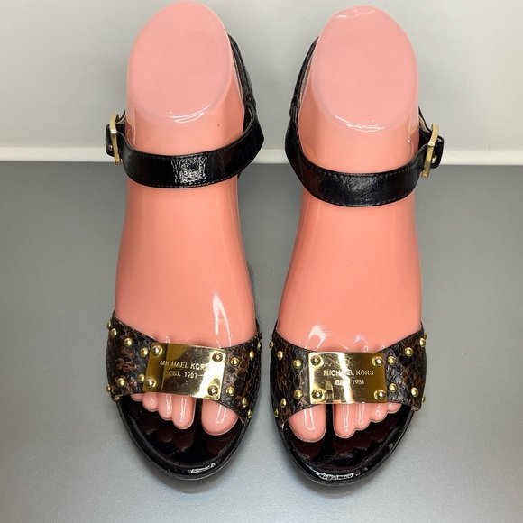 Michael Kors Black and Gold Studded Heels - Picture 2 of 8